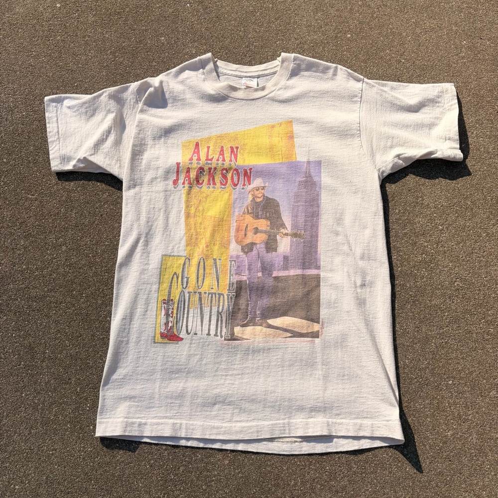 Vintage 90s Alan Jackson Music Tee Sz L 20x28